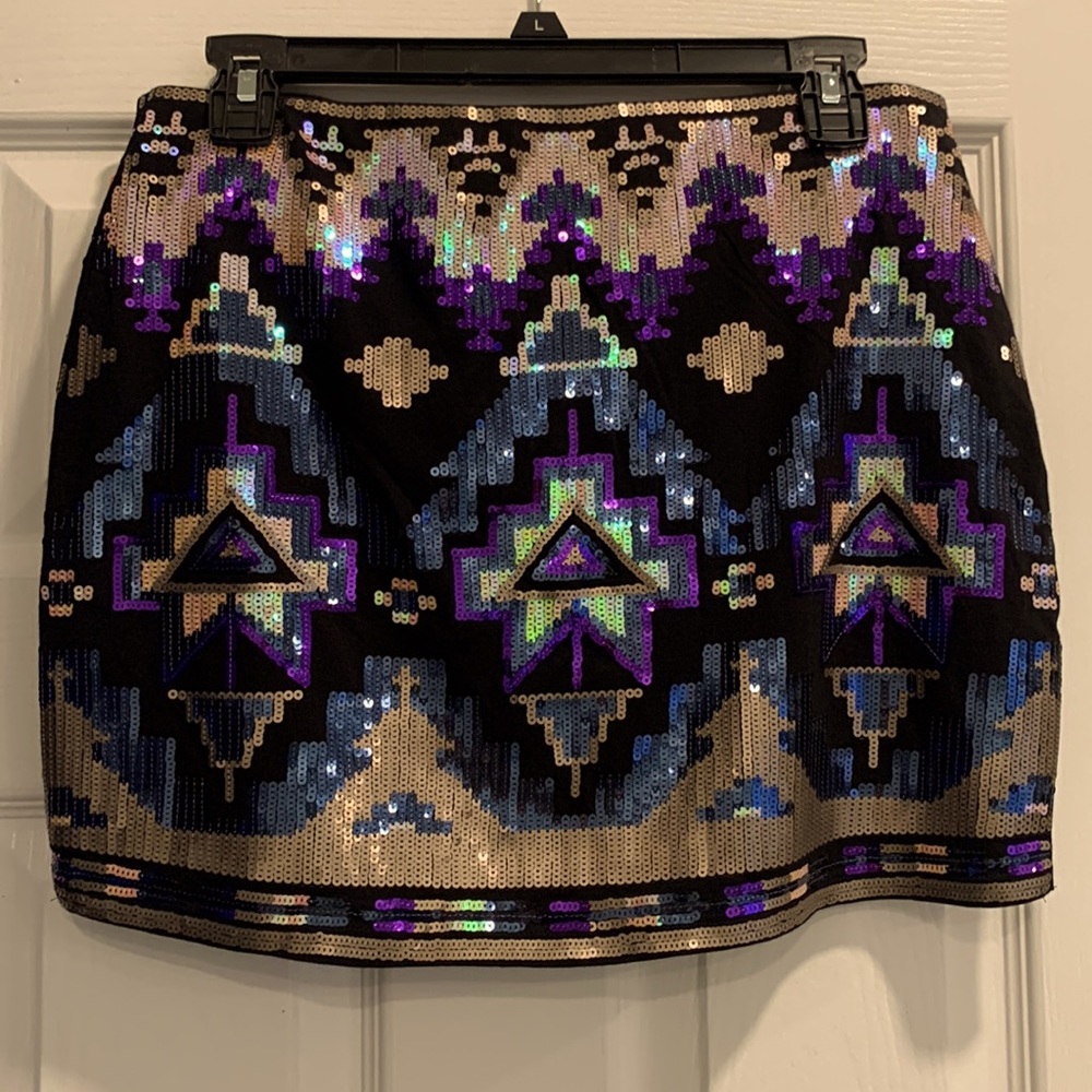 Express Aztec sequin mini skirt